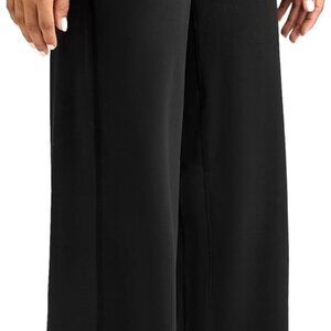 MERONA WOMENS BLACK SPANDEX PULL-ON WIDE LEG PANTS - SIZE: L / LARGE - NWOT